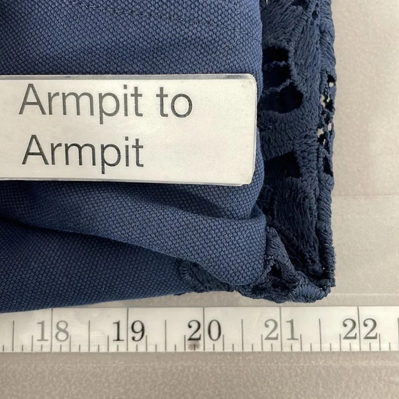 Chelsea28 Lace Jacket Full Zip Lace Back Navy Blue Size Large L - Picture 14 of 15